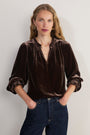 Daphne Silk Velvet Blouse - Chocolate