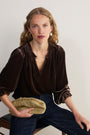 Daphne Silk Velvet Blouse - Chocolate