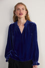 Daphne Silk Velvet Blouse - Maritime Blue