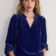 Daphne Silk Velvet Blouse - Maritime Blue