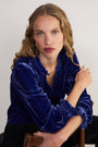 Daphne Silk Velvet Blouse - Maritime Blue