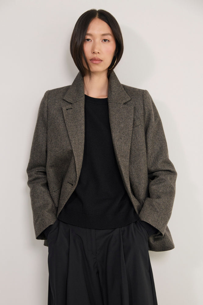 Darcy Blazer - Chocolate Herringbone