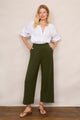 Delphine Cropped Pull On Trouser - Moss Green