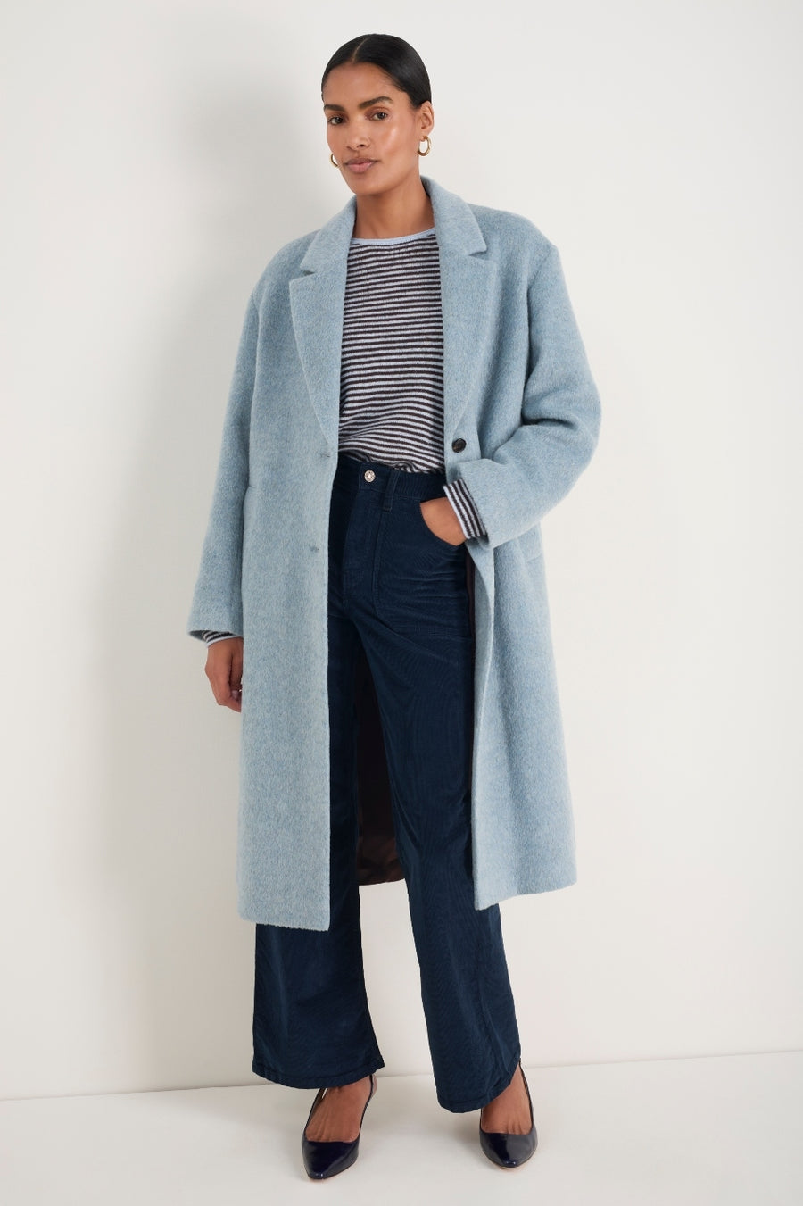 Dylan Drawn Cloth Coat - Blue