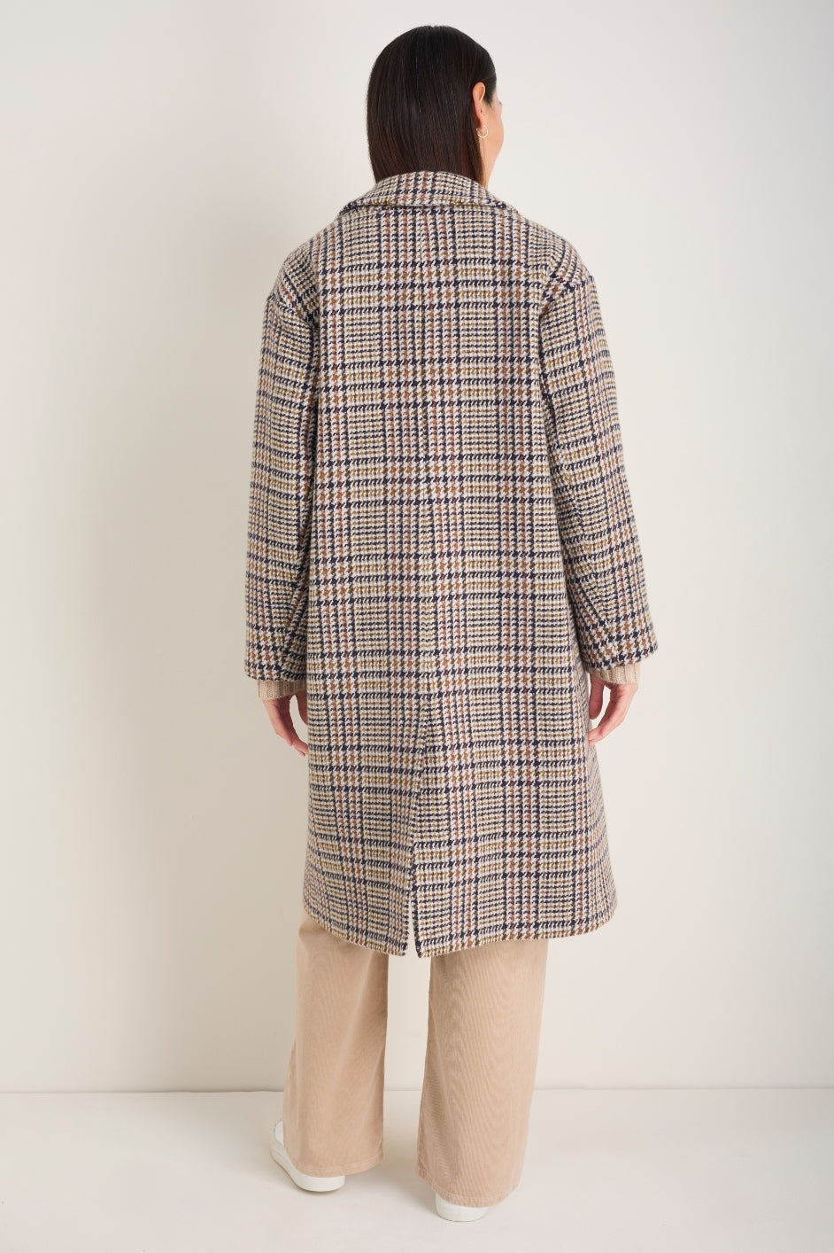 Dylan Wool Blend Coat - Sand/Brown Check