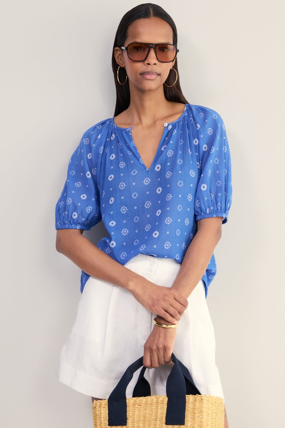 Edie Blouse - Soft Cobalt Shibori