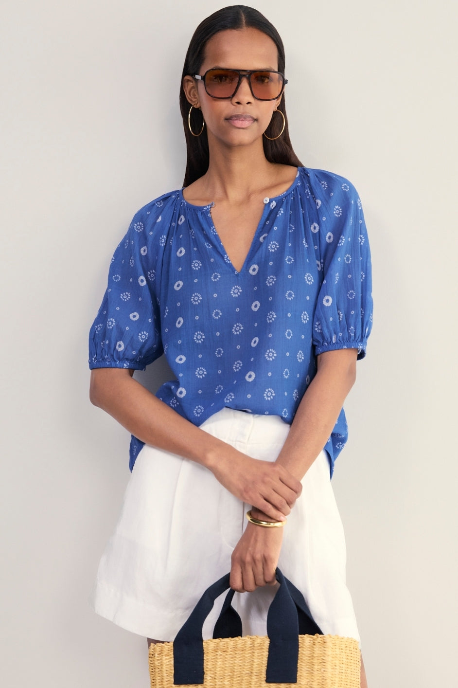 Edie Blouse - Soft Cobalt Shibori