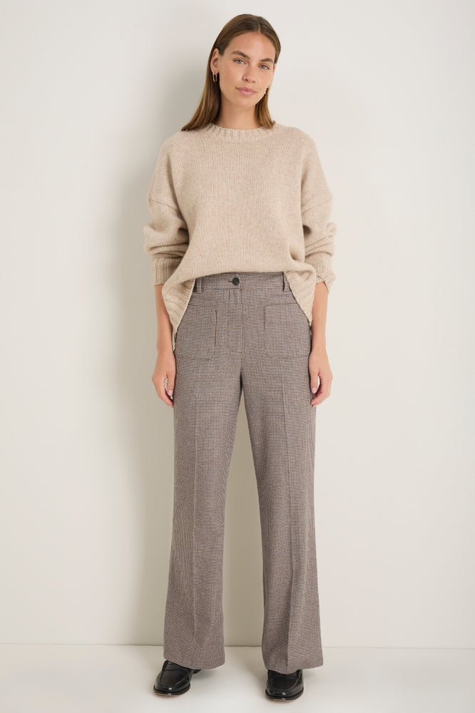 Eleanor Wool Blend Trousers - Cocoa/Blue Check