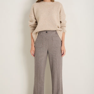 Eleanor Wool Blend Trousers - Cocoa/Blue Check