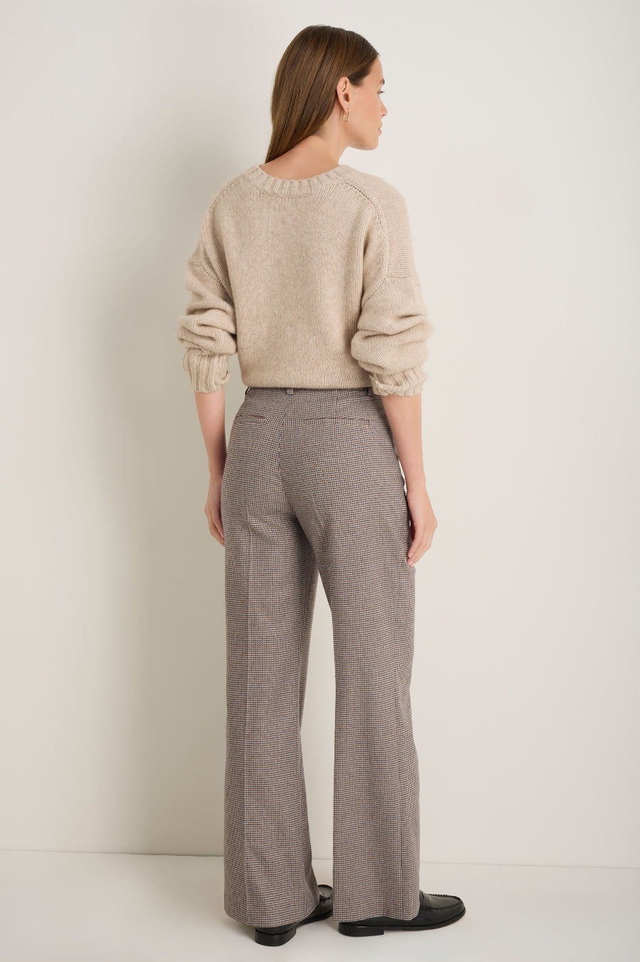 Eleanor Wool Blend Trousers - Cocoa/Blue Check