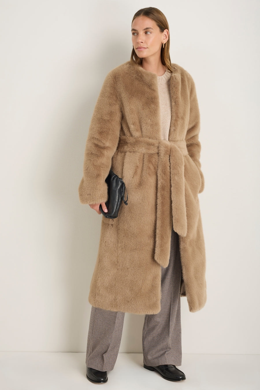 Eleanor Wool Blend Trousers - Cocoa/Blue Check