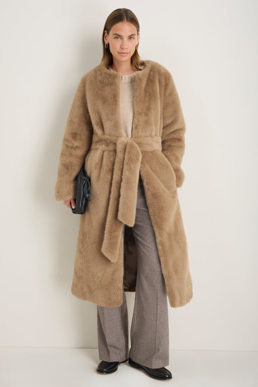 Eleanor Wool Blend Trousers - Cocoa/Blue Check