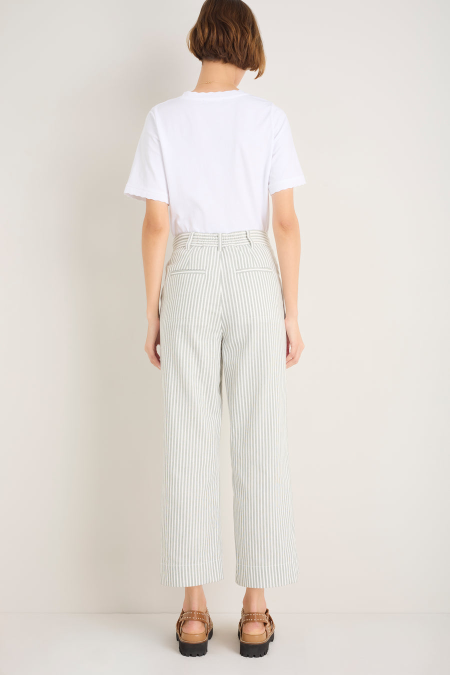 Eliana Trouser - Sage Green/Ivory Stripe