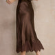Ella Silk Lace Trim Skirt - Cocoa