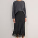 Ella Silk Lace Trim Skirt - Black