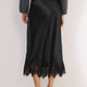 Ella Silk Lace Trim Skirt - Black