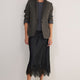 Ella Silk Lace Trim Skirt - Black