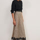 Ella Silk Lace Trim Skirt - Leopard