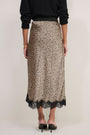 Ella Silk Lace Trim Skirt - Leopard