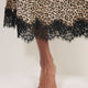 Ella Silk Lace Trim Skirt - Leopard