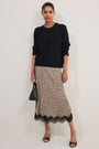 Ella Silk Lace Trim Skirt - Leopard