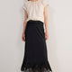 Ella Silk Lace Trim Skirt - Black