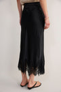 Ella Silk Lace Trim Skirt - Black
