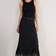 Ella Silk Lace Trim Skirt - Black