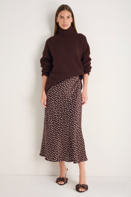 Ella Silk Skirt - Cocoa Spot