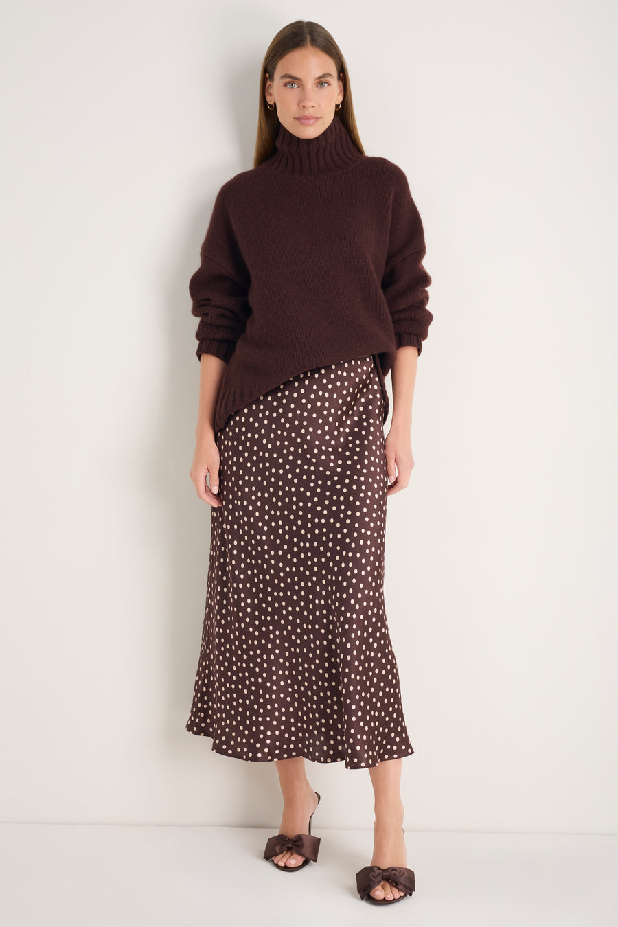 Ella Silk Skirt - Cocoa Spot