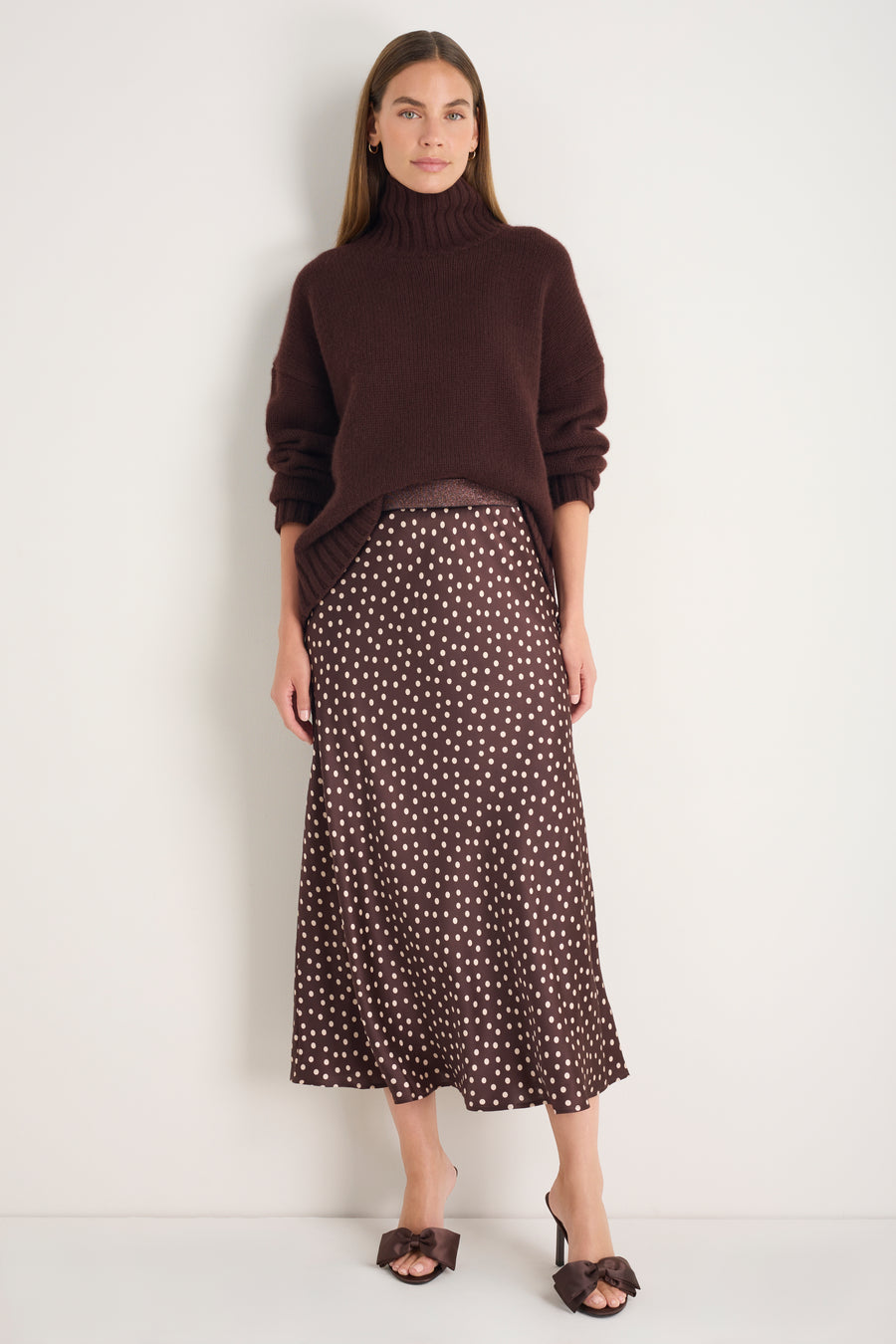 Ella Silk Skirt - Cocoa Spot