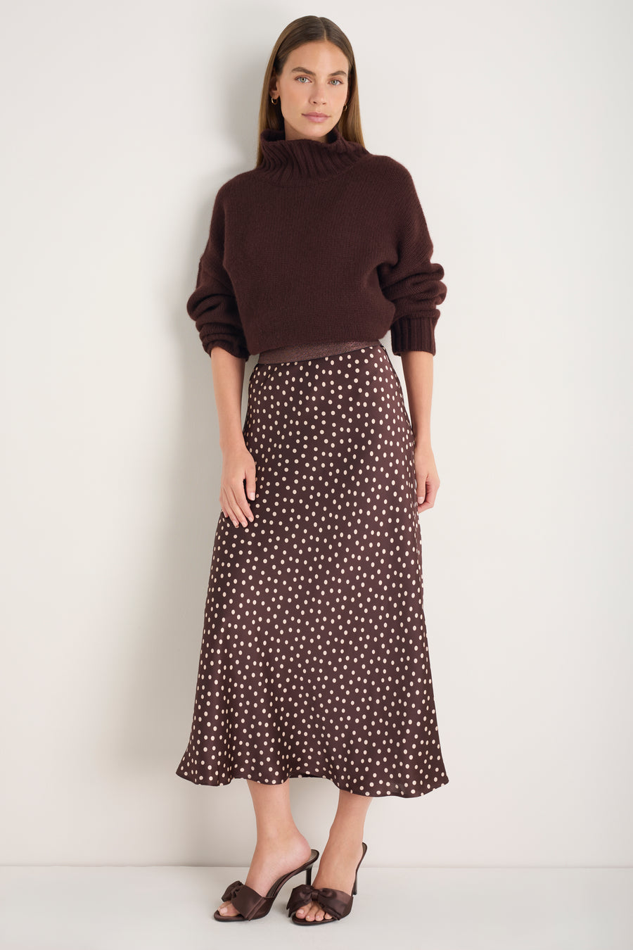 Ella Silk Skirt - Cocoa Spot