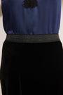Ella Silk Velvet Lace Trim Skirt - Black