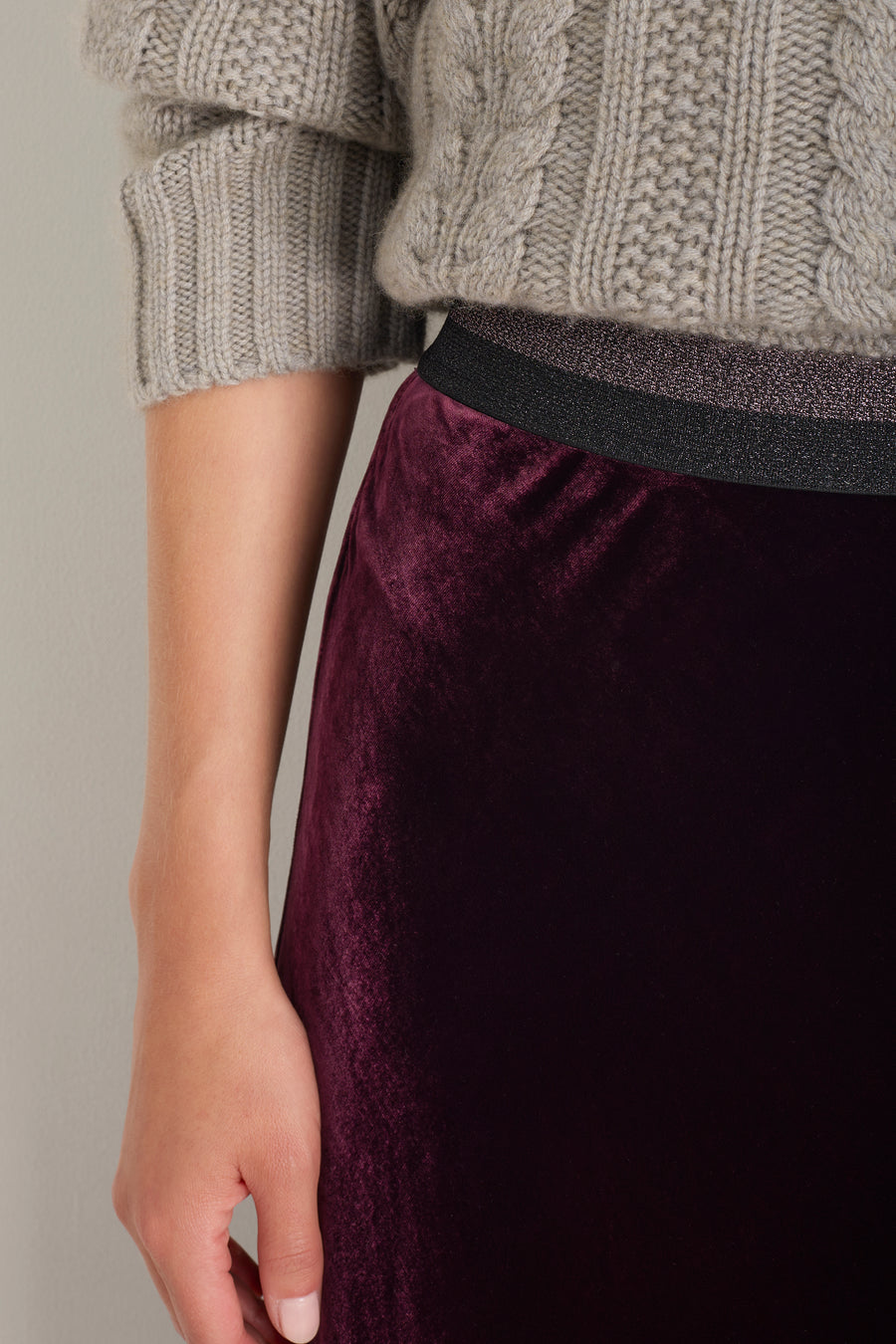Ella Silk Velvet Skirt - Deep Fig