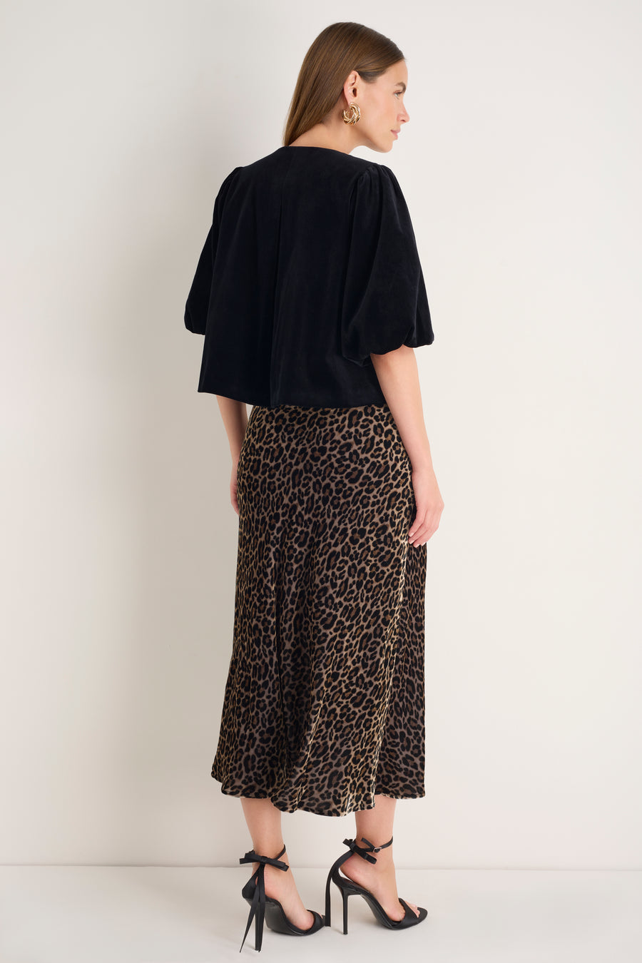 Ella Silk Velvet Skirt - Leopard