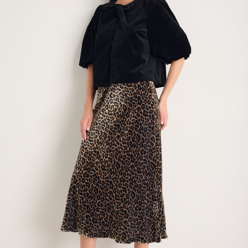 Ella Silk Velvet Skirt - Leopard