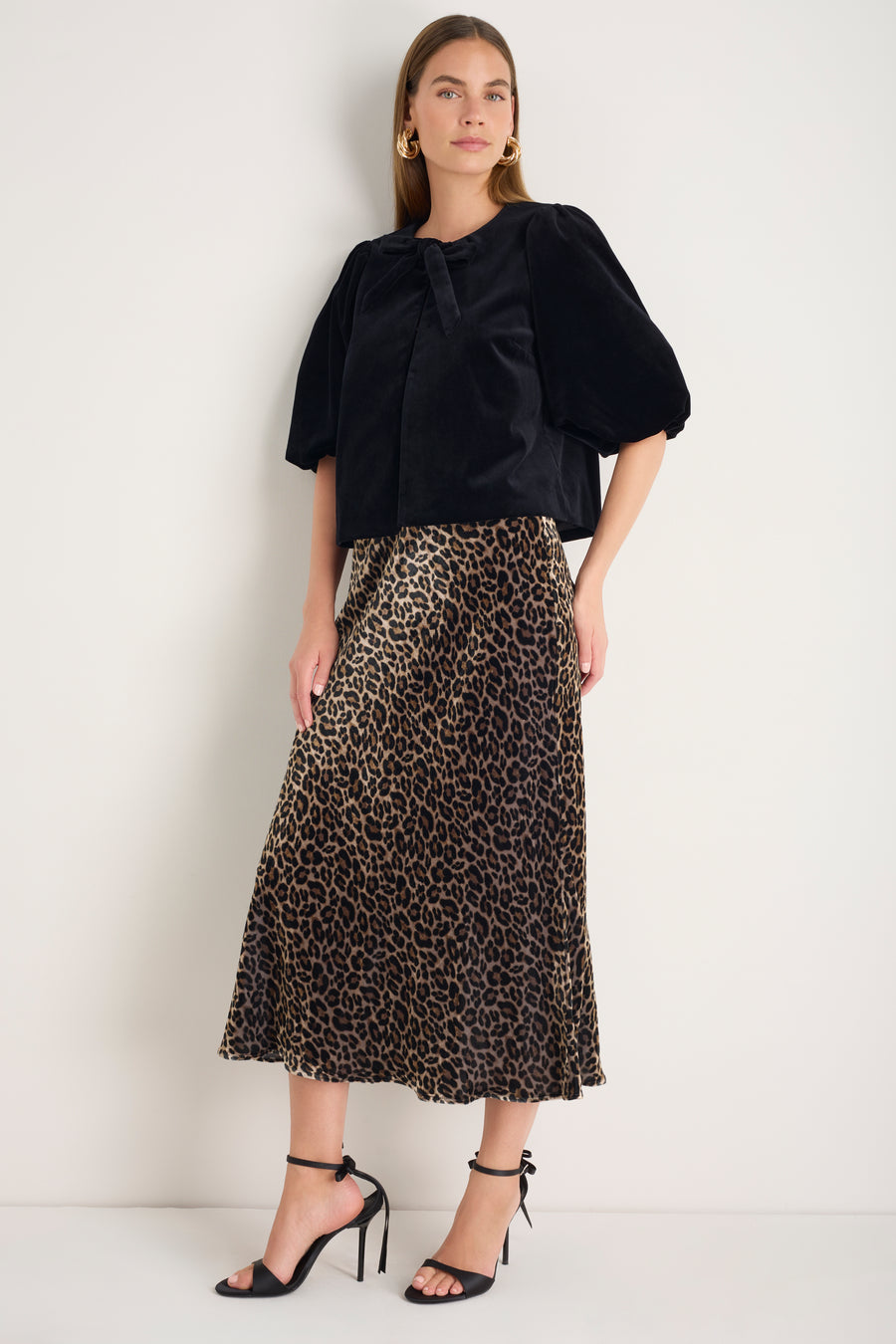 Ella Silk Velvet Skirt - Leopard