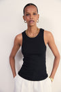 Elle Ribbed Vest - Black
