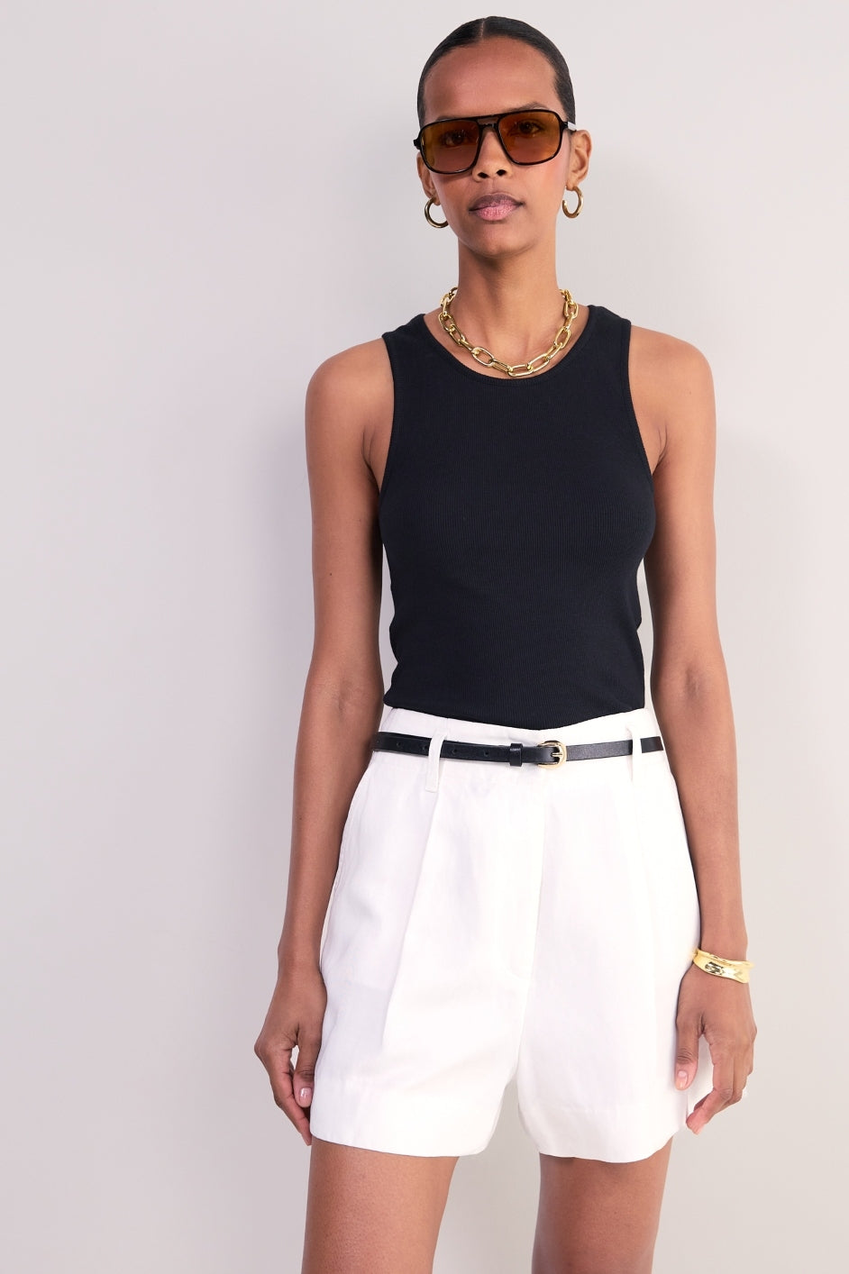 Elle Ribbed Vest - Black