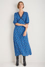 Elodie Dress - Cobalt Retro Ditsy