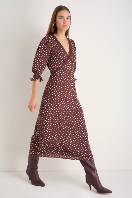 Elodie Dress - Mocha Spot