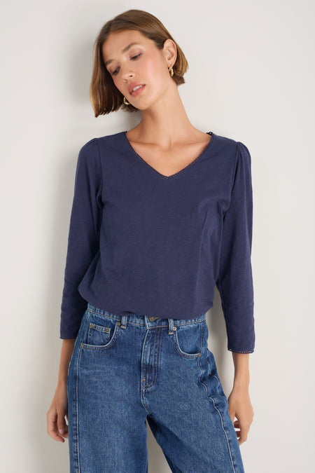 Elyna 3/4 Sleeve Tee - Midnight