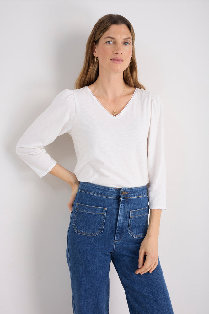 Elyna 3/4 Sleeve Tee - White