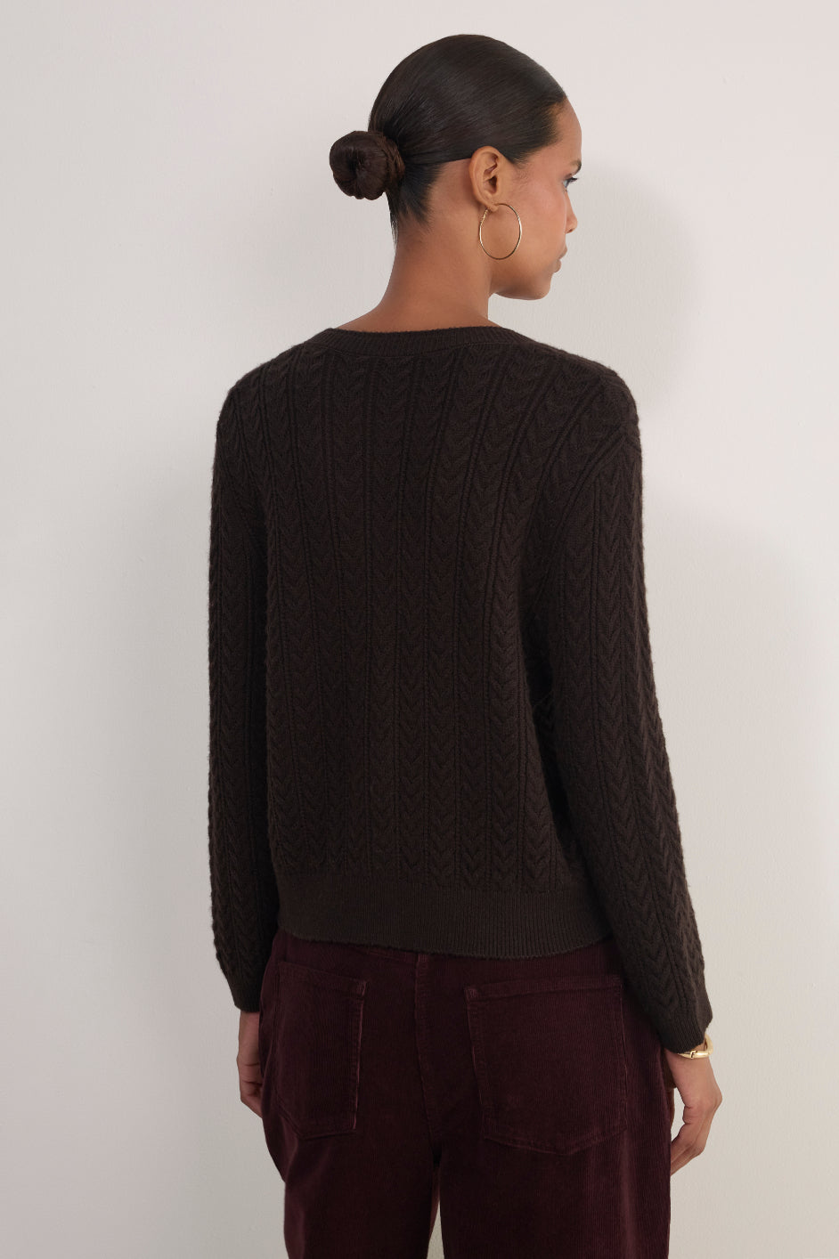 Erica Davies x WYSE Cable Cardigan - Chocolate