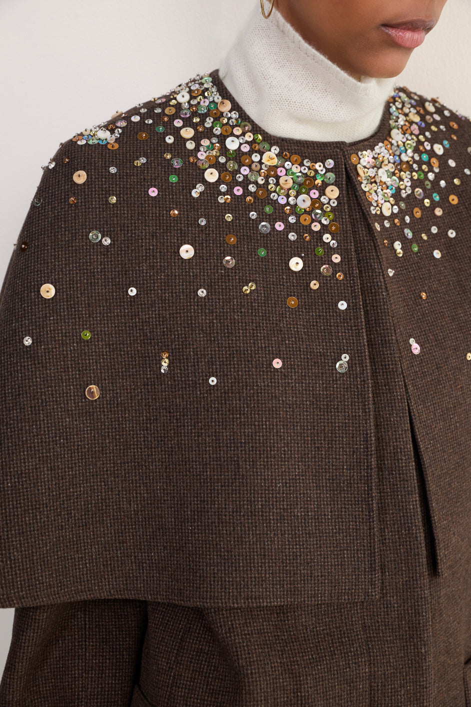 Erica Davies x WYSE Embroidered Coat - Brown Check