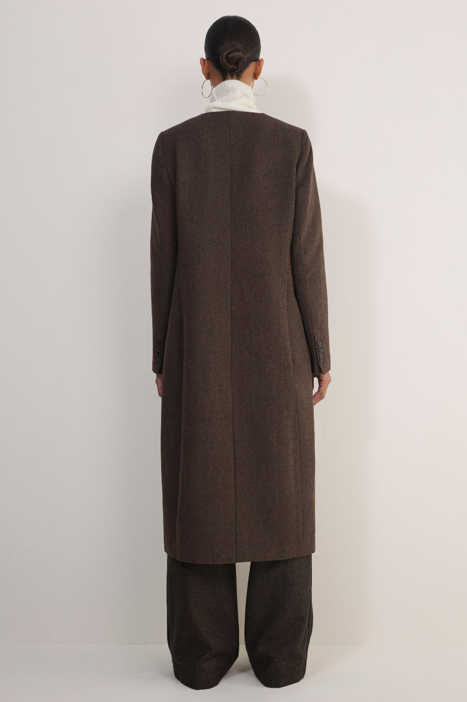 Erica Davies x WYSE Embroidered Coat - Brown Check