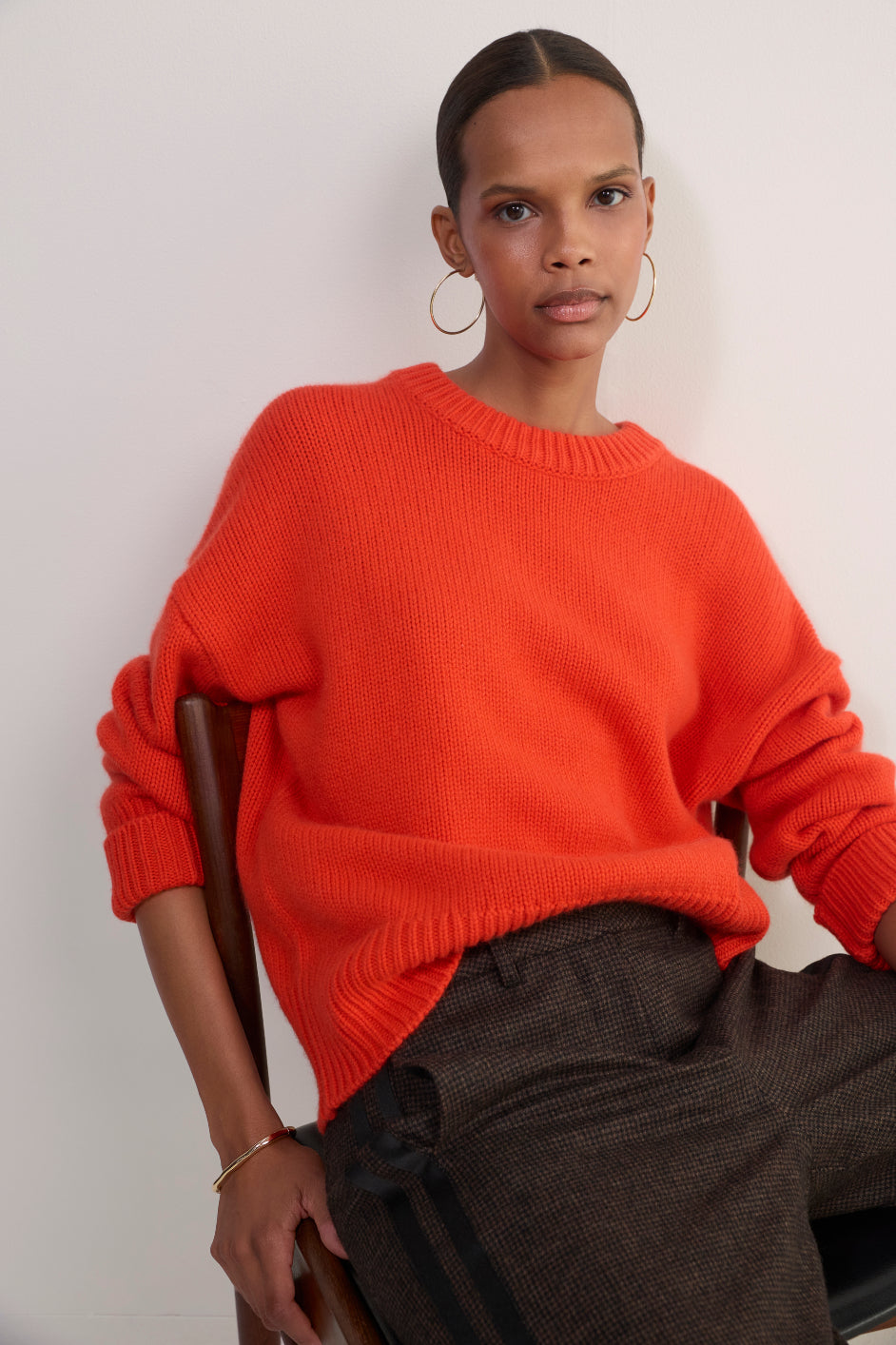 Erica Davies x WYSE Chunky Crew Neck Jumper - Orange
