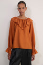 Erica Davies x WYSE Ruffle Blouse - Rust