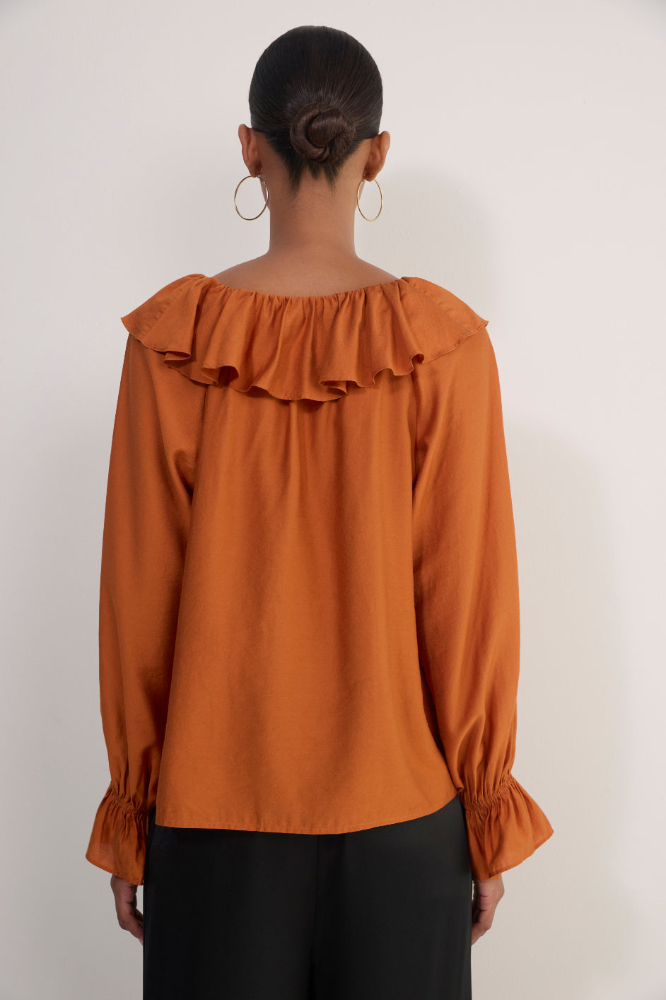 Erica Davies x WYSE Ruffle Blouse - Rust