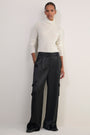Erica Davies x WYSE Satin Cargo Trouser - Black